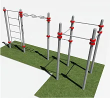 Пять турников разноуровневых, шведская стенка и рукоход змеевик арт