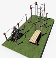 Комплекс Воркаут для инвалидов-колясочников 5,1м×3,3м×2,6м